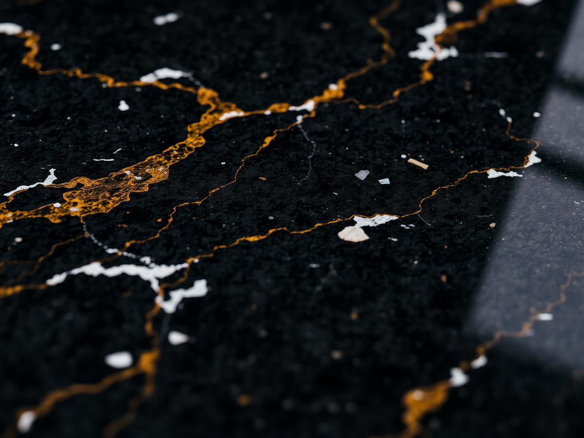 Close-up of polished granite veining